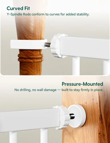 Miniatura 8 de Babelio - Puerta de bebé de metal, de 74-109 cm, con cierre automático, fácil de instalar, puerta para mascotas PressGuard P7, puerta de seguridad
