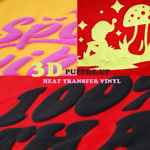 Miniatura 5 de RENLITONG - Rollo de vinilo de transferencia de calor mate 3D Puff HTV de 12 pulgadas x 7 pies, para planchar en camisetas de prensa de calor