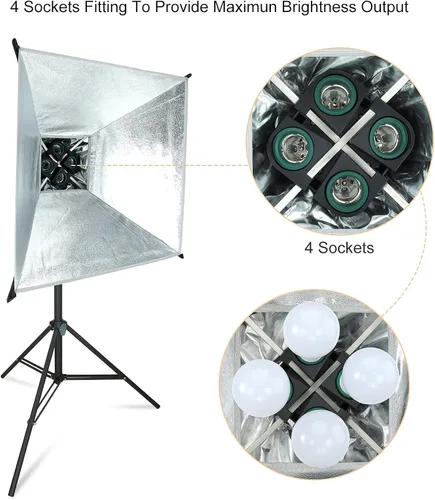 Miniatura 3 de LINCO Lincostore 9600 Lumens Studio Photography Kit de iluminación con caja de luz automática emergente AM247