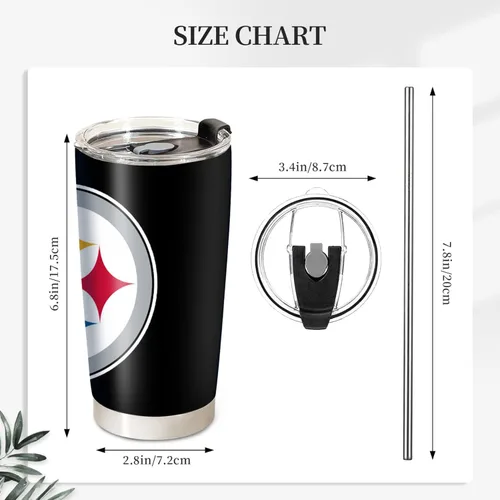 Miniatura 2 de Vaso de café aislado de fútbol americano, vaso de viaje de acero inoxidable al vacío de 20 onzas con tapa y pajita, taza de café para bebidas frías