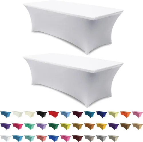 Miniatura 11 de ABCCANOPY - Funda de mesa de elastano elástica de 8 pies, mantel ajustado y resistente a las arrugas, reutilizable para mesas plegables Negro