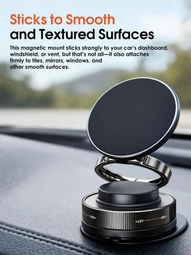 Miniatura 8 de Soporte magnético para teléfono de coche al vacío con imanes fuertes, soporte ajustable de 360° para teléfono celular, soporte plegable Magsafe