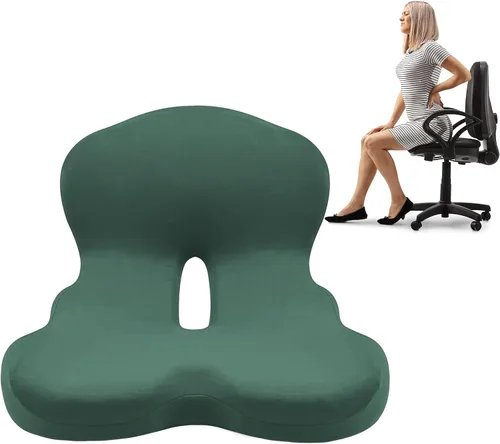 Cojín de glúteos para silla de oficina, almohadilla de asiento de espuma viscoelástica para soporte de glúteos, alivio del coxis, cojín ergonómico