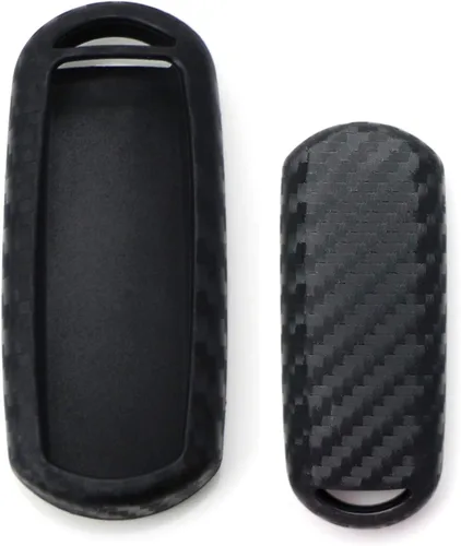 iJDMTOY Funda de silicona suave con acabado de fibra de carbono compatible con Mazda 2 3 5 6 CX-3 CX-5 CX-7 CX-9 MX-5 llavero sin llave (patrón de