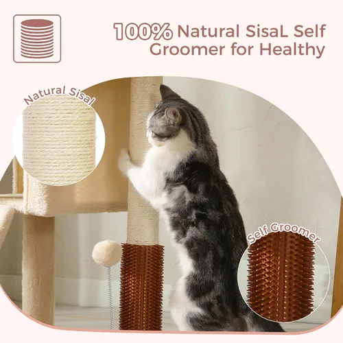 Miniatura 5 de Torre de árbol pequeño para gatos grandes con cama superior espaciosa de 20 x 13.8 pulgadas, condominio privado para gatos, poste rascador de sisal