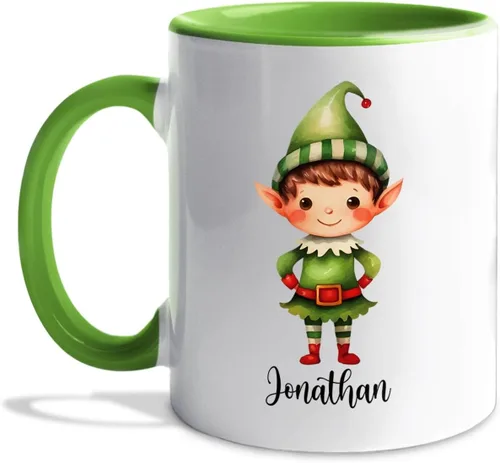 Miniatura 38 de Taza de café de Papá Noel con nombre personalizado – Taza de Papá Noel personalizada, 11 onzas y 15 onzas, bonita taza de cerámica blanca regalo