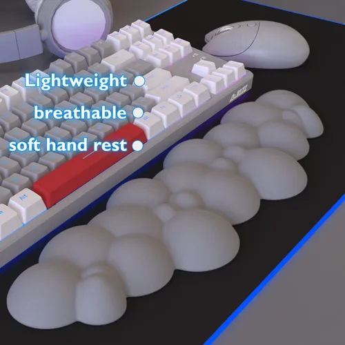Miniatura 4 de Reposamuñecas para teclado, espuma viscoelástica de alta densidad de poliuretano con base antideslizante para aliviar el dolor de escritura, Gris