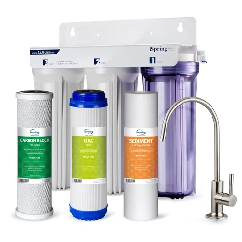 Sistema de Filtración de Agua iSpring US31 para Beber, Certificado NSF, Filtros de Agua de 3 Etapas, Sin Tanque, Sistema de Filtro de Agua de Alta