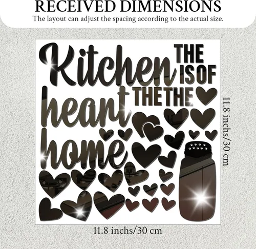 Miniatura 6 de The Kitchen is The Heart of The Home - Adhesivo de pared de espejo, calcomanía de pared de acrílico para cocina, citas inspiradoras, decoración