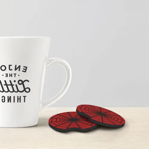 Miniatura 5 de Funda para volante de telaraña roja con 2 posavasos para automóvil, protector de volante antideslizante y transpirable de 15 pulgadas, accesorios