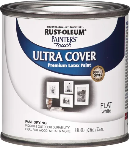 Miniatura 29 de Rust-Oleum Brush On Paint 224430T Painter's Touch - Pintura de látex, cuarto de galón, imprimación blanca plana acrílica, 32 onzas líquidas