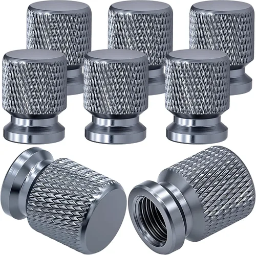 Miniatura 52 de 4 piezas de tapas de válvula de rueda con estilo púas, cubiertas universales de válvula de rueda de aleación de aluminio a prueba de polvo