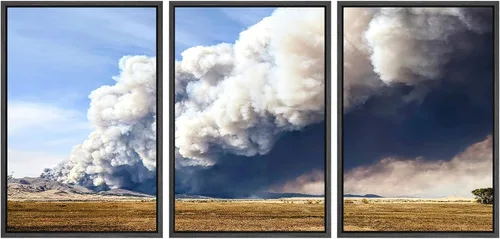 Miniatura 70 de SIGNWIN Lienzo enmarcado para pared, juego de arte nublado de tormenta, cielo, bosque otoñal, árboles, rústico, naturaleza, fotografía, realismo