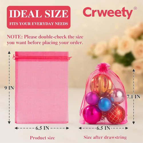 Miniatura 2 de Crweety 50 bolsas de organza blanca de 6 x 9 pulgadas, bolsas de regalo de malla grandes con cordón, bolsas de joyería, bolsa de malla con cordón