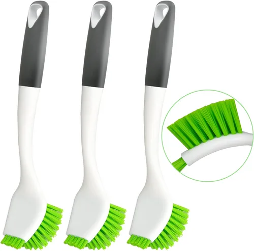Paquete de 3 cepillos para platos, cepillo para fregar platos, cepillo de cocina para limpiar platos, limpiador de cerdas de doble cara para platos,