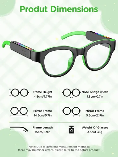 Miniatura 3 de Gafas de luz azul para niños con audio Bluetooth, gafas inteligentes, luz RGB de 7 colores, regalos de gafas inteligentes para niños