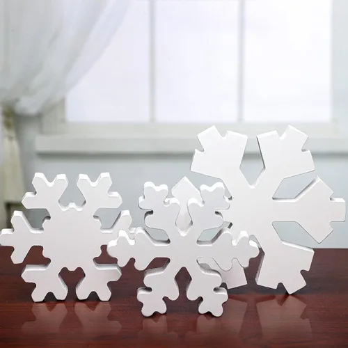 Miniatura 7 de Bucherry 3 Piezas Decoración de Copos de Nieve de Madera de Invierno Letreros de Mesa de Copos de Nieve de Invierno Rústicos Bloques de Madera