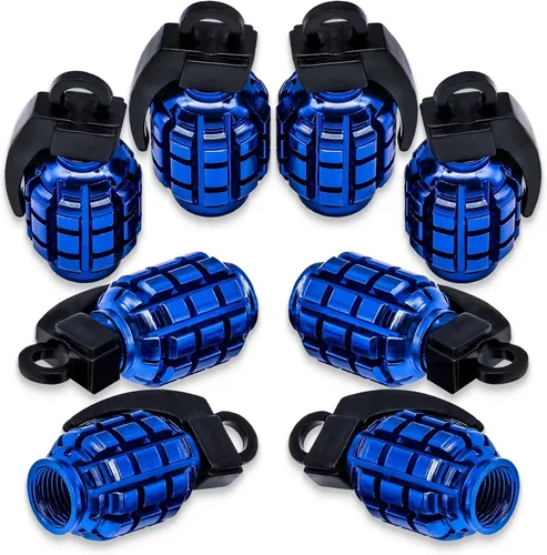 8 tapas de vástago de válvula de neumático, tapas de válvula de neumático de acero inoxidable para automóviles, camiones, SUV, motocicletas, Azul