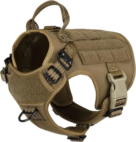 Miniatura 17 de ICEFANG - Arnés táctico para perro, talla M, 2 hebillas de metal, chaleco para transportar carga, ligero y modular (MOLLE) con mango, para perros