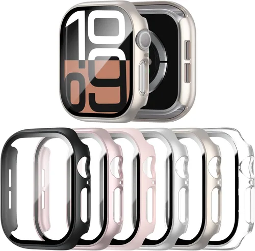 Miniatura 23 de Paquete de 6 fundas para Apple Watch SE 3 (2025)/SE 2/SE/Series 6/5/4 de 40 mm con protector de pantalla de vidrio templado, funda protectora