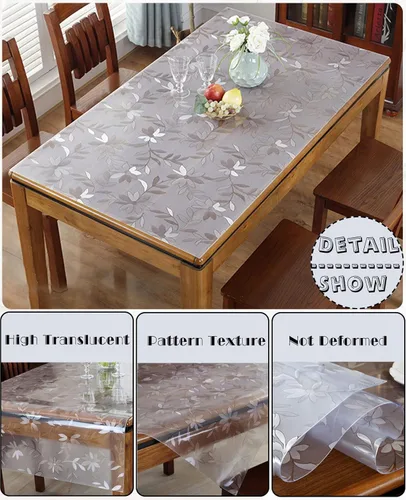 Miniatura 4 de Protector de mesa transparente de 0.069 pulgadas de grosor, 23.6 x 55 pulgadas, resistente al agua y antideslizante, alfombrilla cuadrada