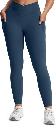 Miniatura 48 de Aoxjox Trinity - Pantalones de yoga de cintura alta con bolsillos para mujer, control de abdomen, cintura cruzada, leggings de entrenamiento suaves