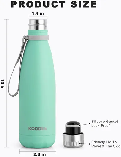 Miniatura 4 de koodee Botella de agua aislada (paquete de 2) botella de agua de doble pared de acero inoxidable 18/8, botella térmica de viaje con forma de cola