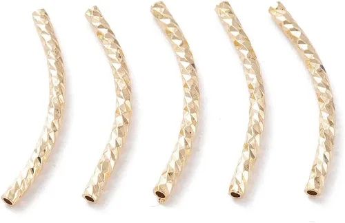 Miniatura 6 de Cheriswelry 20 cuentas de tubo de latón curvo de 0.787 pulgadas 925 chapadas en plata de ley 925, cuentas de tubo de fideos de metal, cuentas
