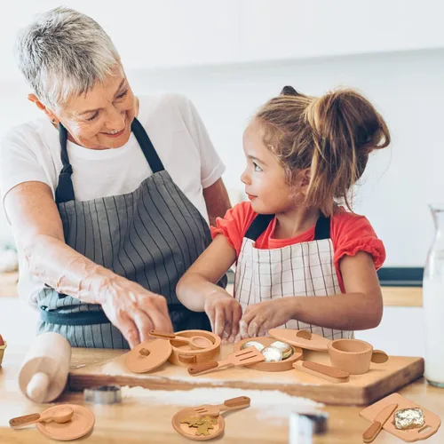 Miniatura 6 de Juego de accesorios de cocina, juguetes de madera Montessori, juego de cocina para niños, platos, platos, ollas, sartenes, juego de cocina, 15
