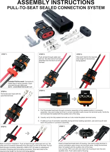 Miniatura 3 de Conector impermeable Metri-Pack de 2 pines, terminales y sellos de 10-12 awg, 46 amperios (10-12 GA (1 juego))