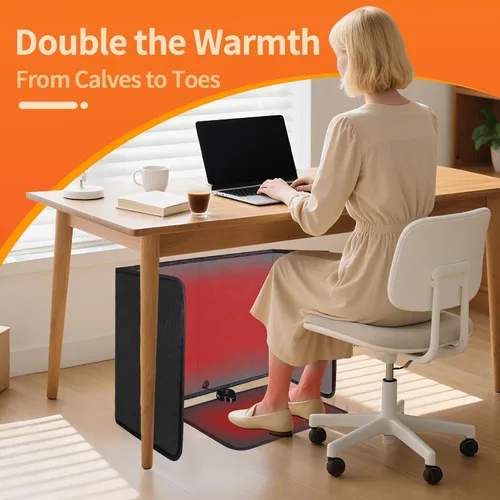 Miniatura 2 de Calentador plegable para debajo del escritorio, calentador de espacio silencioso para oficina con temporizador, 8 niveles de temperatura, apagado