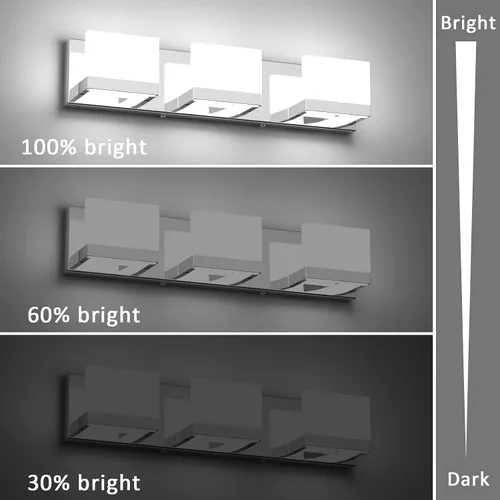 Miniatura 4 de Tipace - 3 Lámparas regulables de tocador, modernas, cromadas, con luz led arriba y abajo, para colocarlas en la pared o sobre el espejo del tocador