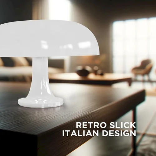 Miniatura 7 de Lámpara de mesa con forma de hongo blanco, lámpara de mesa retro regulable, 3 temperaturas de luz, control remoto, lámpara LED de los años 70
