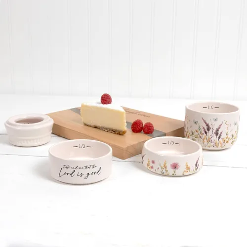 Miniatura 5 de Pavilion Gift Company - The Lord - Taza medidora de cerámica apilable de 6 pulgadas - ¼, ⅓, ½, 1 taza, rústica, decoración de verano de cocina, taza