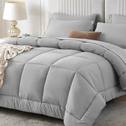 Miniatura 24 de Sasttie Juego de edredón tamaño individual, 5 piezas de cama reversible en una bolsa, juego completo de ropa de cama que incluye edredón, sábana