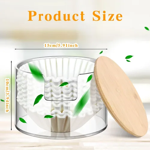 Miniatura 2 de Qunclay Soporte de filtro de café acrílico, reutilizable, transparente, contenedor de almacenamiento de filtro de café, dispensador con tapa