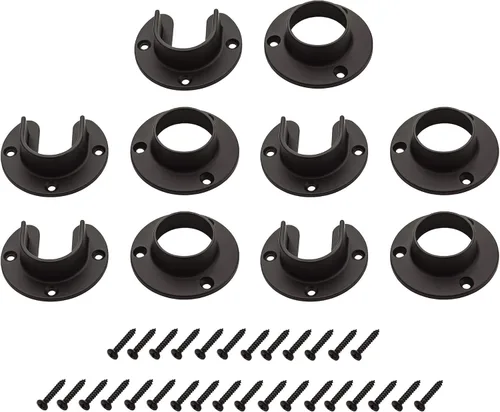 Miniatura 5 de Soporte de extremo de barra de acero inoxidable resistente con tornillos (cromo plateado, 1 juego)