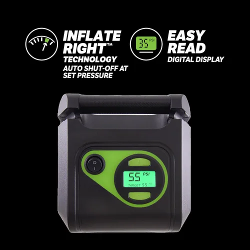 Miniatura 6 de Slime 40052 Inflador de neumáticos, enchufe portátil para automóvil y hogar, SUV, compresor de aire 4x4, apagado automático Inflate Right