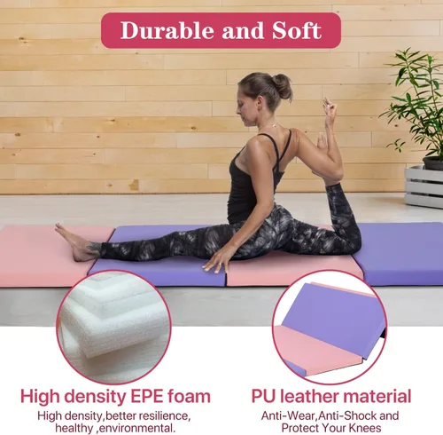 Miniatura 3 de Colchoneta de gimnasia plegable de 6 x 4 x 2 pulgadas de grosor, para gimnasio en casa, antideslizante, portátil, con asas de transporte, para niños