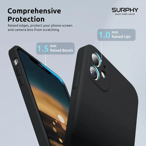Miniatura 4 de SURPHY Diseño para iPhone 11 con protección de cámara, diseño delgado de borde recto, funda de silicona líquida para iPhone 11 de 6.1 pulgadas, negro