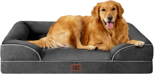 Miniatura 40 de EHEYCIGA - Cama ortopédica para perro grande, impermeable, de espuma viscoelástica y espuma tipo caja de huevos, bordes elevados, antideslizante
