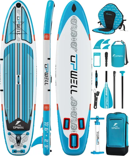 Miniatura 8 de UPWELL Tabla de remo de pie de 10 pies 6 pulgadas / 11 pies para jóvenes y adultos, tabla de remo inflable con diseño estable, accesorios de SUP
