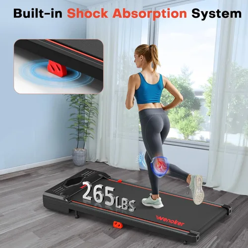 Miniatura 5 de WENOKER Caminadora portátil para oficina en casa, máquina de correr compacta y silenciosa, con control remoto y pantalla LED, sin instalación Azul