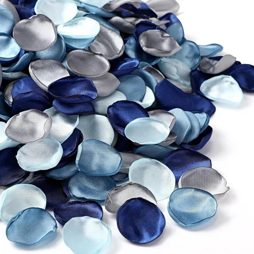 Miniatura 15 de Tigeen 600 pétalos de rosa de seda azul marino artificiales para boda, cesta de flores para niñas, pasillo, dispersos, centros de mesa, fiesta