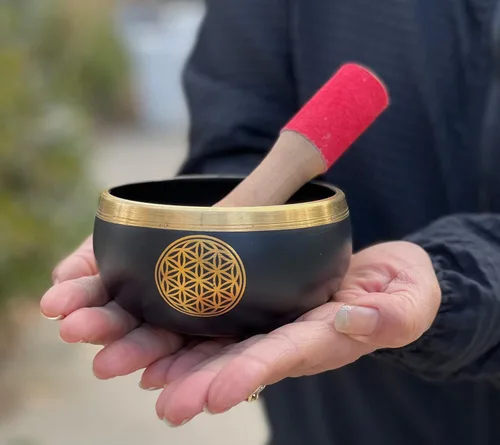 Miniatura 8 de Juego de cojines tibetanos con diseño de flor de la vida, para meditación, yoga, curación espiritual y atención plena, tamaño mediano (negro)