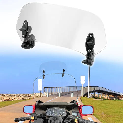 Miniatura 2 de Motoforti Parabrisas de 11.2 in – Deflector de viento con clip ajustable, lente transparente, ajuste universal para la mayoría de motocicletas