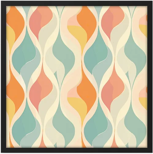Ethan Taylor Abstract Wall Art Prints Unframed Square Posters 'Retro 70s Hippie Groovy Pattern XI' Retro Home Décor for Living Room, Bedroom,