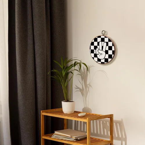 Miniatura 6 de KSDUT Arte retro para decoración de pared para el aula, arte de pared preppy a cuadros negros, marco de lienzo para colgar, letrero de paz
