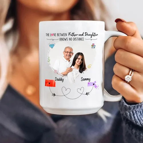 Miniatura 6 de Taza de café blanca con texto en inglés «Choose States Names», 11 tazas de 15 onzas con texto en inglés «The Love Between Father And Daughter Knows