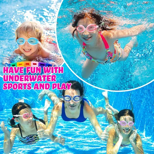 Miniatura 3 de Macarrie Paquete de 40 gafas de natación para niños a granel sin fugas con tapones para los oídos, gafas de natación ajustables de silicona